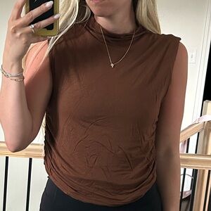 a new day Brown Sleeveless Mock Neck Tank